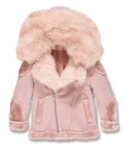 JORDAN CRAIG (KIDS) PINK SHEARLING MOTO JACKET