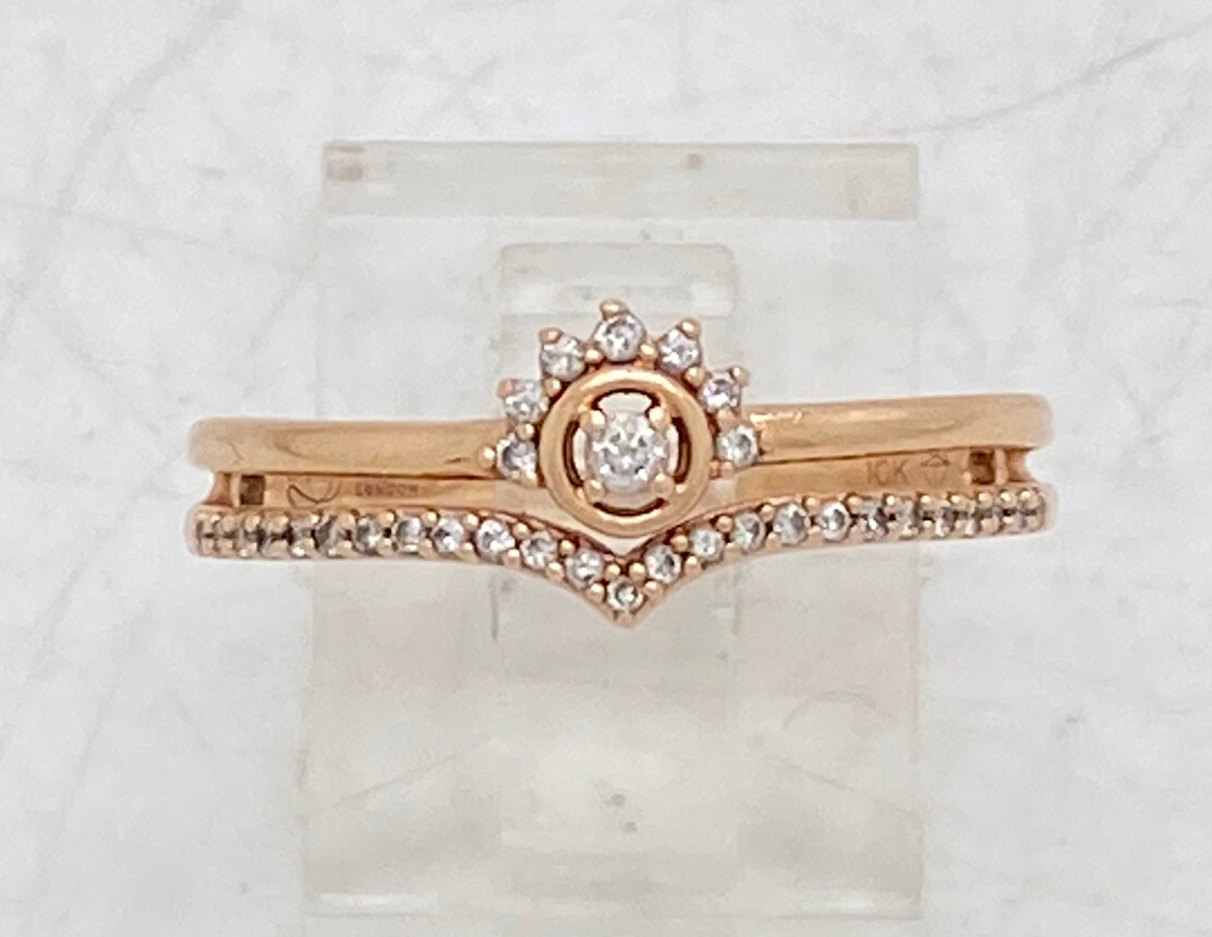 Emmy London 10k Rose Gold Diamond Ring Size