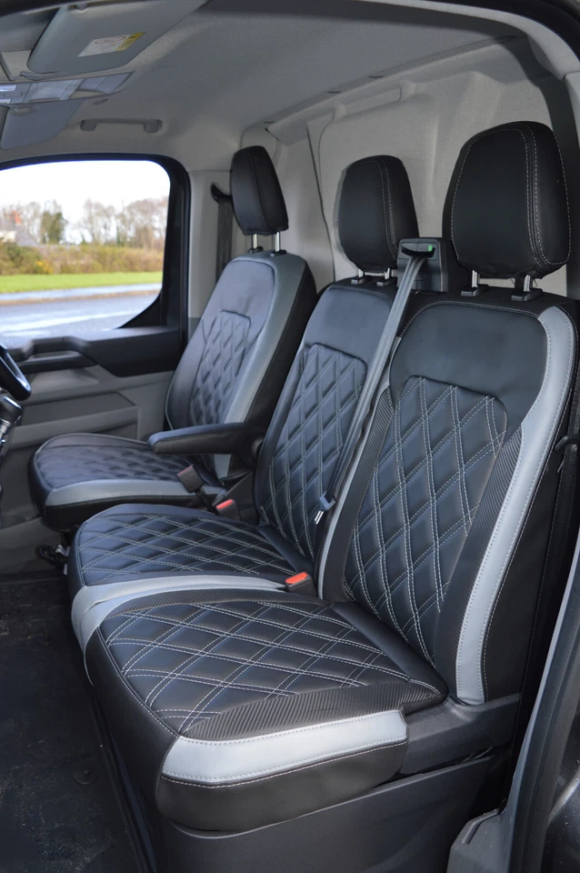 FORD TRANSIT CUSTOM 2024 - Black, Grey & Carbon DIAMOND SEAT COVERS - Изображение 2 из 4