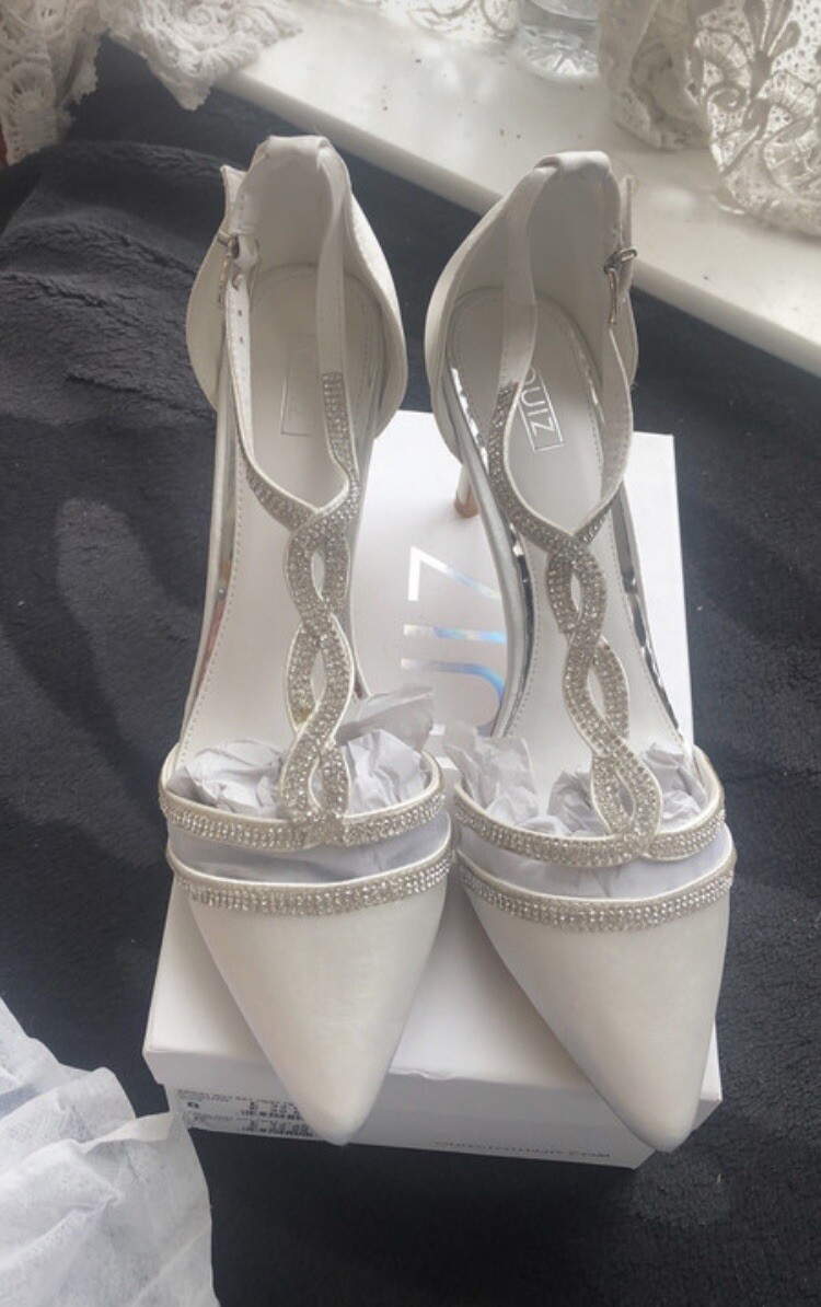 Quiz White Satin Wedding Shoes Size 41/8 | eBay