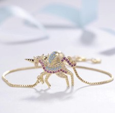 18K Gold Plated Unicorn Bracelet with Cubic Zirconia
