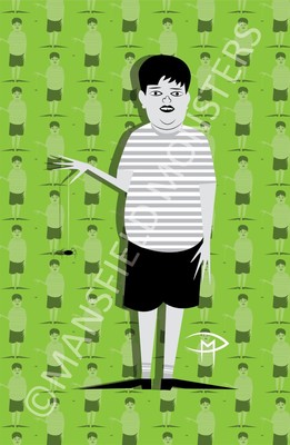Pugsley Addams Family Green Poster 11'' x 17'' Pattern Original Art Doug Mansfield