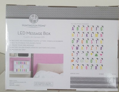 Boîte à Messages Lumineuse Huntington Home - Alimentation USB Ou Piles - Dimensions 12x9
