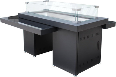 Large 50,000 BTU Black Propane Fire Pit Table with Two-Tier Design