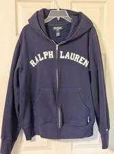 Vintage Y2K Polo Jeans Co Ralph Lauren Spell Out Zip Hoodie Mens Large Navy