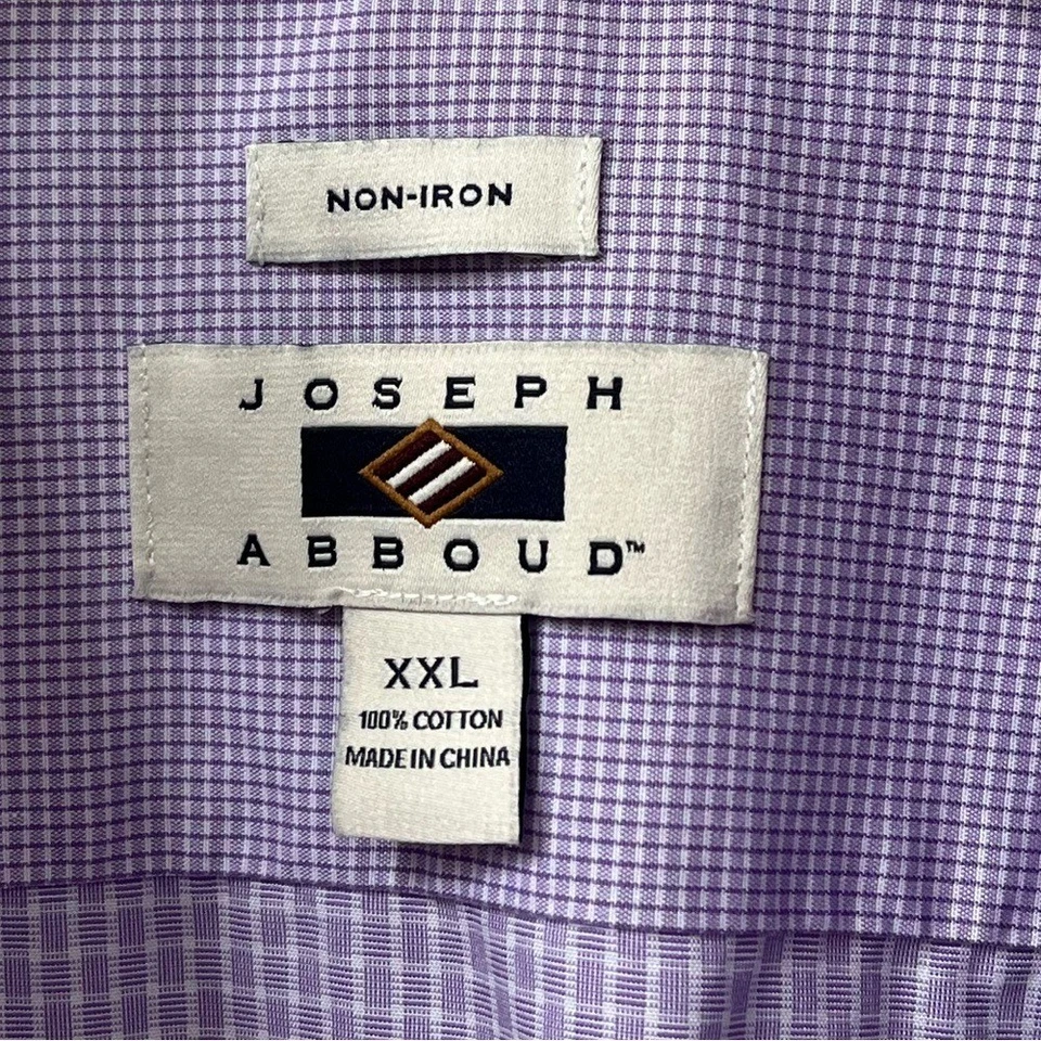 Camisa de vestir Joseph Abboud manga larga a cuadros para hombre XXL púrpura blanco algodón Foto 4 de 4