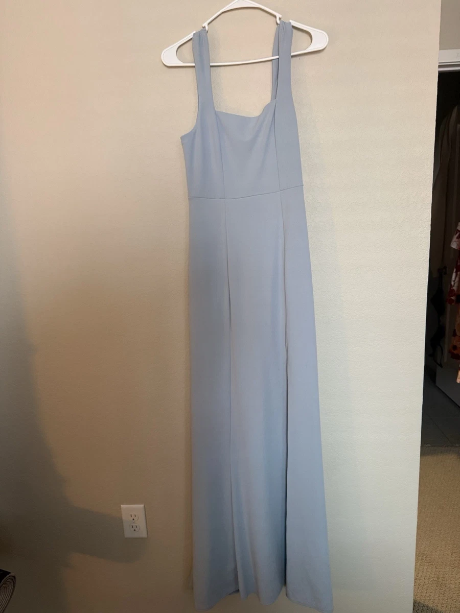 sachin and babi light blue dress PLEATED CHIFFON LONG SLEEVE TEA LENGTH GOWN CDCD242S