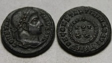 Constantine 321 AD Rare genuine ancient Roman coin Laurel wreath Siscia Sunburst