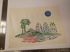 Vintage  Iron -On / Heat Transfer Surf Beach Scene  - NT17