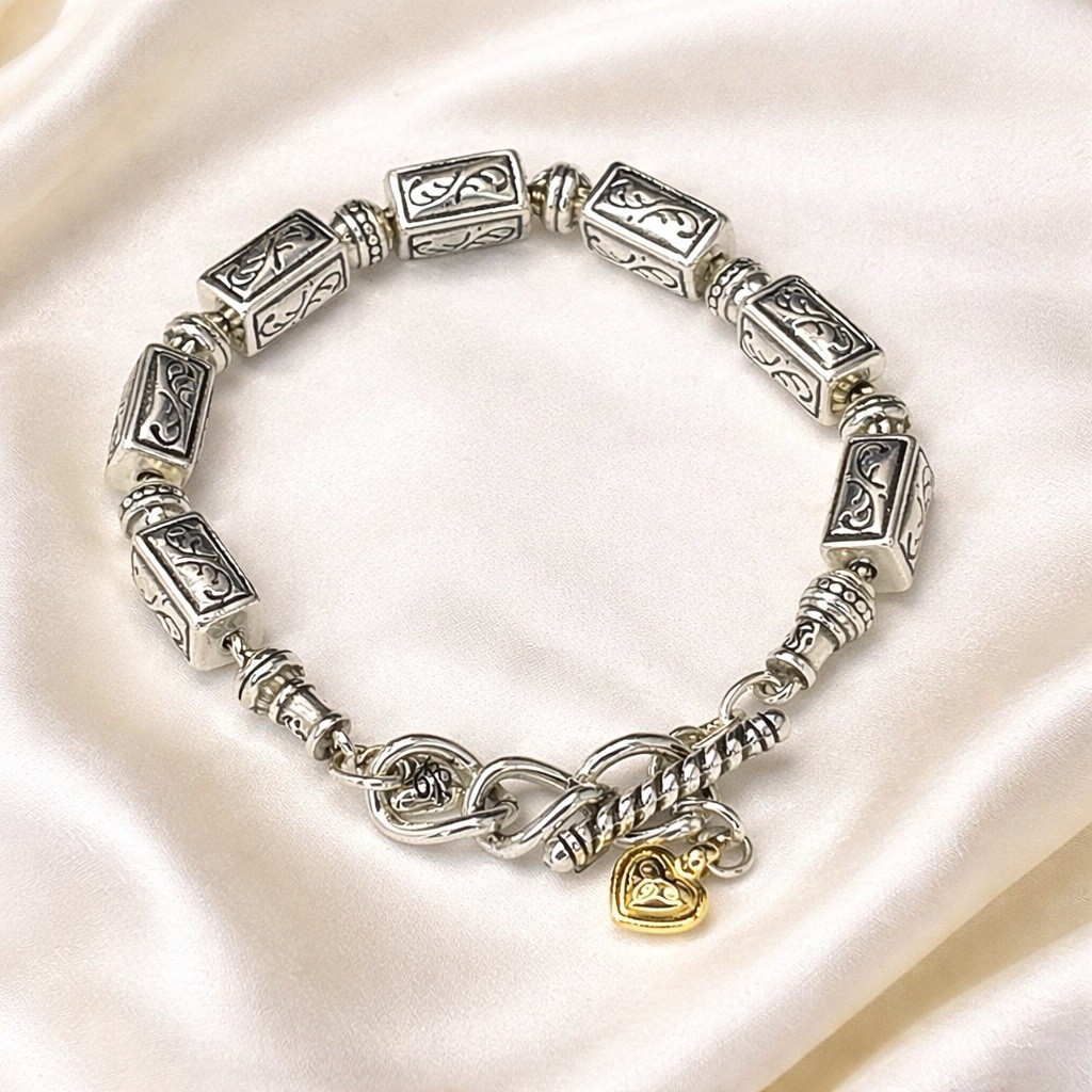 Brighton Cube Scroll Link Bracelet Toggle Adjusta… - image 1