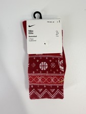 Nike Elite Youth 10c-3Y Basketball Christmas Holiday Red Crew Socks BN1180-R78