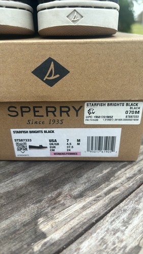Sperry Top Sider Women’s Boat Shoes Starfish Brights Black Size 7 With Box - Picture 13 of 21