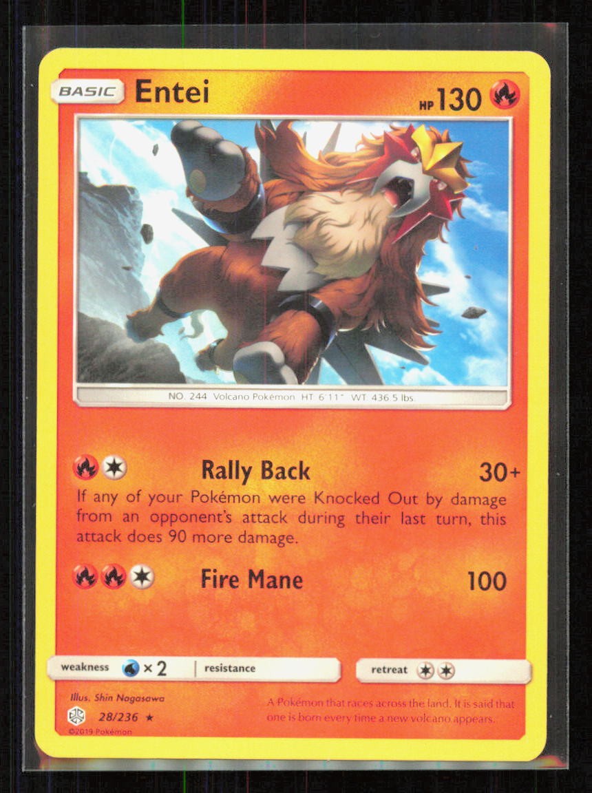 Entei SM - Cosmic Eclipse 28/236 Rare 2019 Fire Shin Nagasawa NM