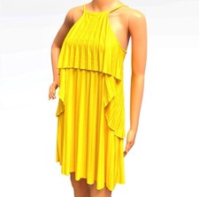 ASOS Designer Brand Yellow Tiered Halter Neck Ruffled Mini Shift Dress Sz 0