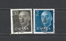 ESPAÑA SELLOS DE LA SERIE BASICA DE FRANCO CON PERFORADO B.H. BANCO HIPOTECARIO
