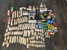 Huge Lot of Wooden Train Tracks, Trains, Accessories Toys