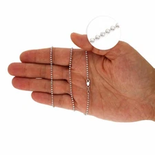 14K White Gold 2mm Moon-Cut Bead Ball Chain (Hollow) 18"-28"