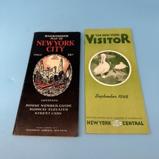vintage map Hagstrom's New York City + Visitor 1945 Pamphlet
