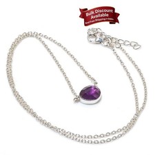 Natural Amethyst Engagement Sister Chain February Valentines Necklace 925 Silver