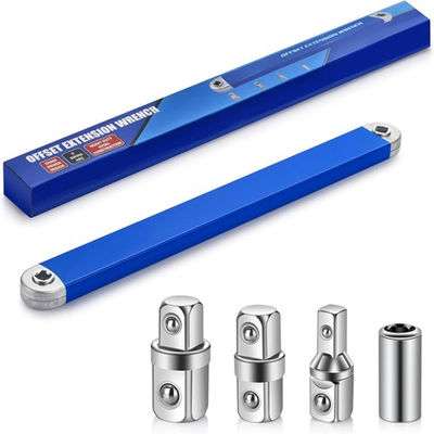 #ad 3 8quot; Impact Resistant Offset Extension Wrench with 1 2“ 1 4” 3 8“ Adapters $14.99