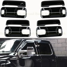 2017-2022 Ford F250-F550 Crew Cab GLOSS BLACK Door Handle COVERS No SmtKey+Bowls
