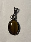 Stunning Vintage Genuine Silver Tigers Eye Pendant With Stamp — photo 4
