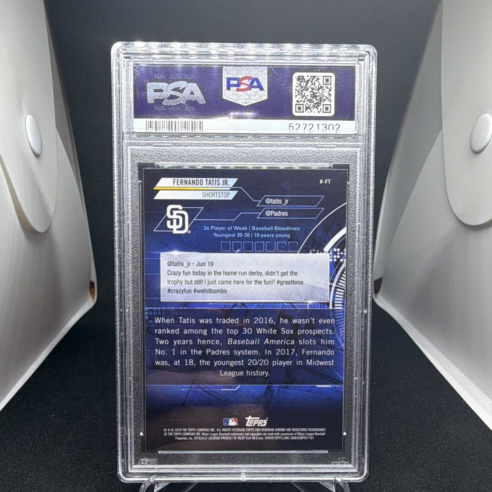 Topps 2018 Bowman Chrome Fernando Tatis Jr. Bowman Trending #-FT RC PSA 10 view 2