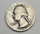 1942  S Washington Quarter 90% San Francisco Mint US Coin