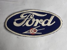 Vintage Ford Lazy V8 Blue White Red Oval Logo Cloth Patch Sew On 8" x 4"