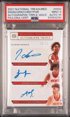 2021 National Treasures Alperen Sengun RC Jalen Green RC Gold /10 PSA 9 AUTO 10