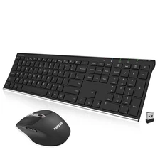 Wireless Keyboard and Mouse Combo with Rechargeable Battery for PC and Laptop