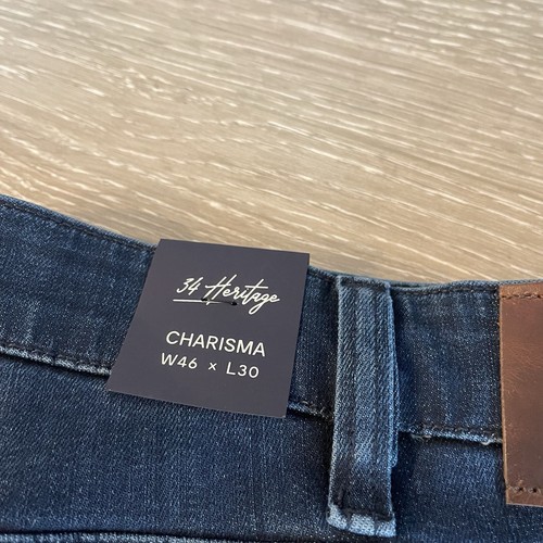 34 Heritage Charisma Comfort Rise Classic Stretch Dark Wash Blue Jeans 46x30 NEW - Picture 7 of 14