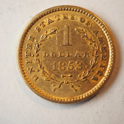 1853   $1 DOLLAR LIBERTY HEAD TYPE 1 GOLD COIN **OBV SCRATCH** FREE SHIPP! C1702