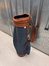 Palmers Pro group Vintage Golf Bag Faux Leather Tan Blue Strap Hard Body