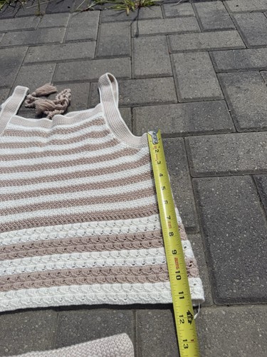 House of Harlow 2 Piece Set Women White Beige Stripe Crop Tank Shorts NWT Small - Picture 7 of 10