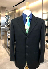 Men's Blazer 3 Button 100 Wool Col. Black, Made in Italy Size.38 R,art.0573