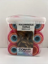 Conair Self-Grip Rollers, Assorted Colors, Heatless Overnight Hair Curlers 31 ct