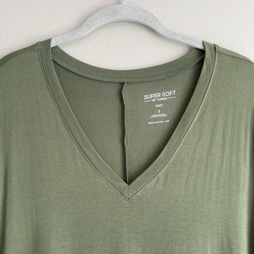 Torrid Favorite Tunic Super Soft V Neck Shirt Womens 2X Knit Green Split Hem - Picture 2 of 10