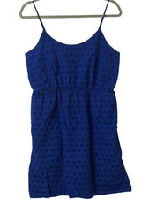 Madewell Royal Blue Spaghetti Strap Eyelet Sundress Midi Preppy Casual Sz 6
