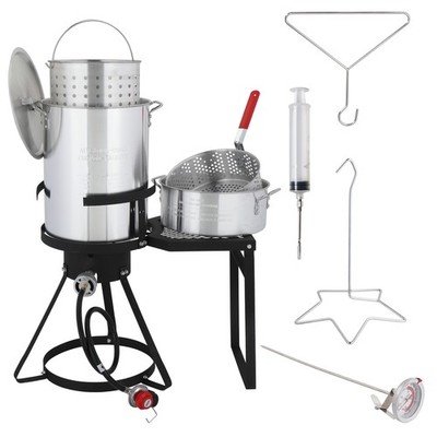 30QT Deep Turkey Pot 10QT Fish Pot for Outdoor Camping Gas Propane Burner Cooker
