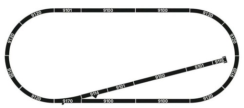 Fleischmann 931896.3 | N-Gleisset mit Schotterbett Oval mit einer Weiche Spur N | Condition: Neu