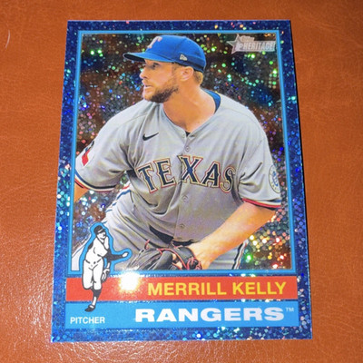 Topps 2025 Heritage High Number Blue Sparkle Merrill Kelly #514 Rangers