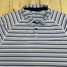 Rhone Polo Shirt Mens Large L Blue Stripe Golf Performance Stretch Short Sleeve