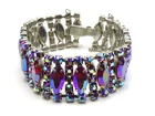 Vtg. Aurora Borealis Rhinestone Costume Jewelry Bracelet Art Deco - 06