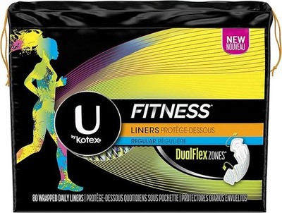 U by Kotex Fitness Pantiliners Light Absorbency Regular 80 Count Pack of 6