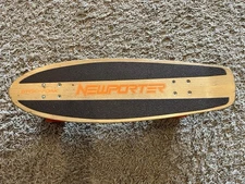Vintage Wooden Stokin' Oak Newporter Skateboard w/Pipeline #2 Orange Wheels Used
