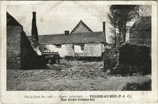 Old postcard Villers au Bois-A bombed farm (139467)