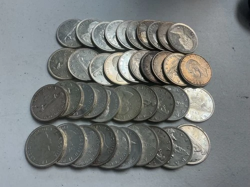 Lot of 40 CANADIAN SILVER DOLLARS 1939-1966