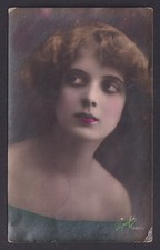 Vintage postcard, The young girl, Posted from Italy