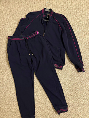 Vintage Cavalli Class Roberto Cavalli Navy & Pink Track Suit Set size M